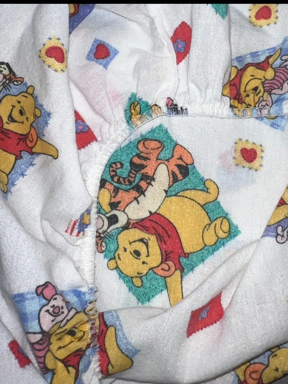 🔴Vintage Winnie The Pooh Print Crib Fitted Sheet Elastic Corners Multicolor